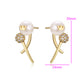 Pendientes de Aleación Bañado en Oro con Perla de cristal y Cristal Emporia® Blanco