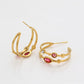 Pendientes de Aleación Bañado en Oro con Cristal Emporia® Rojo y Cristal Emporia® Blanco