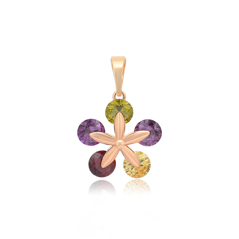 Colgante de Aleación Bañado en Oro con Cristal Emporia® Verde y Cristal Emporia® Púrpura 1 