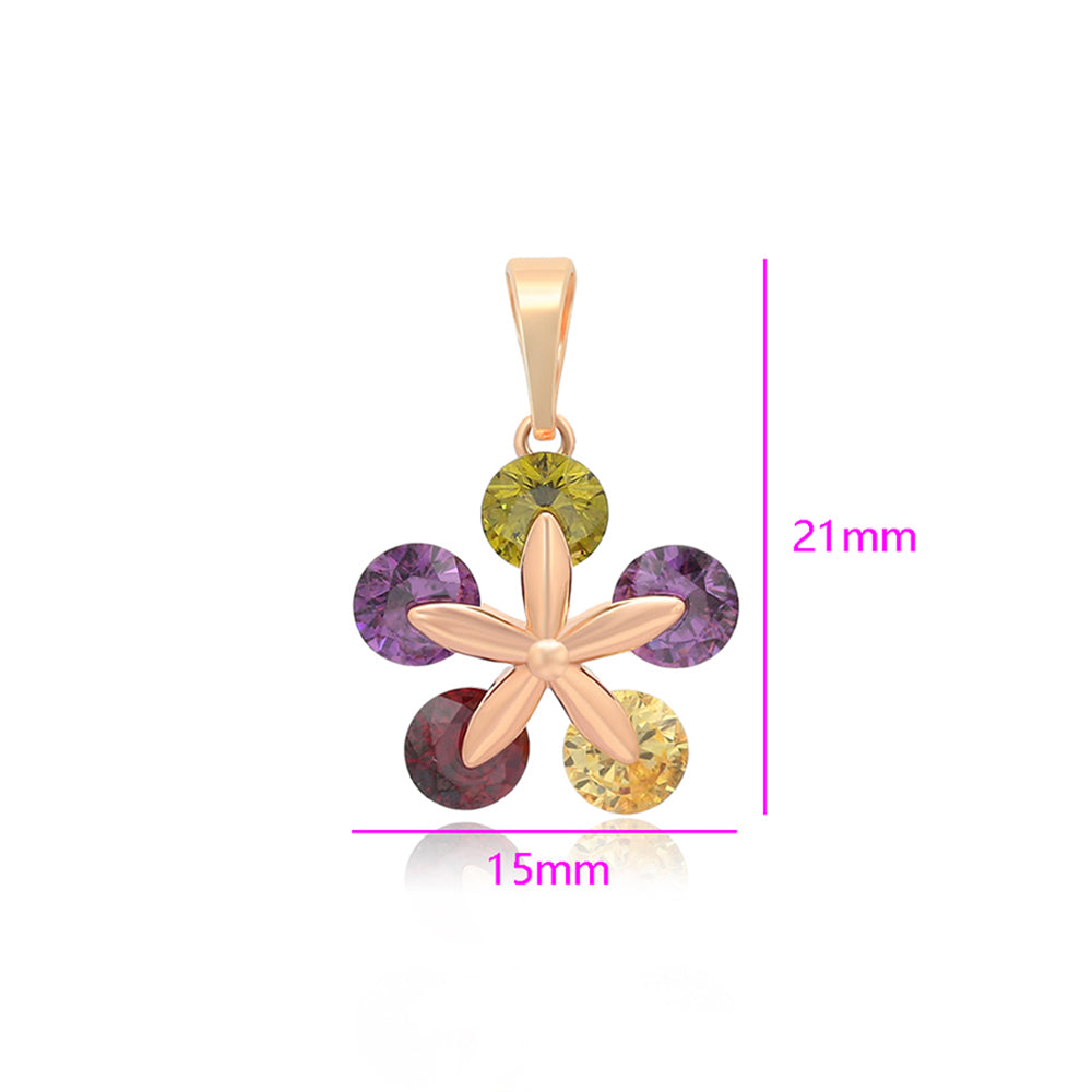 Colgante de Aleación Bañado en Oro con Cristal Emporia® Verde y Cristal Emporia® Púrpura 2 
