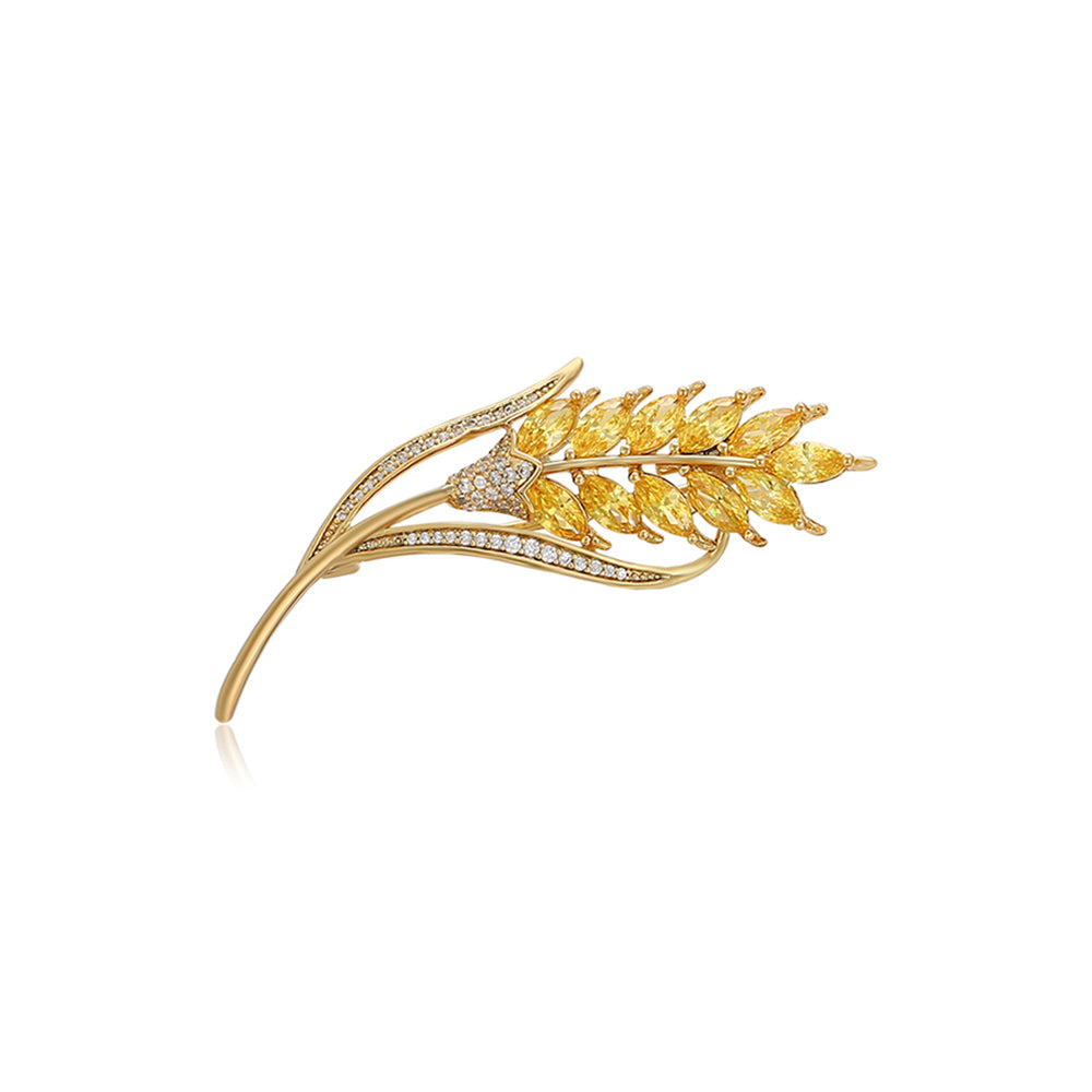 Broche de Aleación Bañado en Oro con Cristal Emporia® Blanco y Cristal Emporia® Amarillo 1 