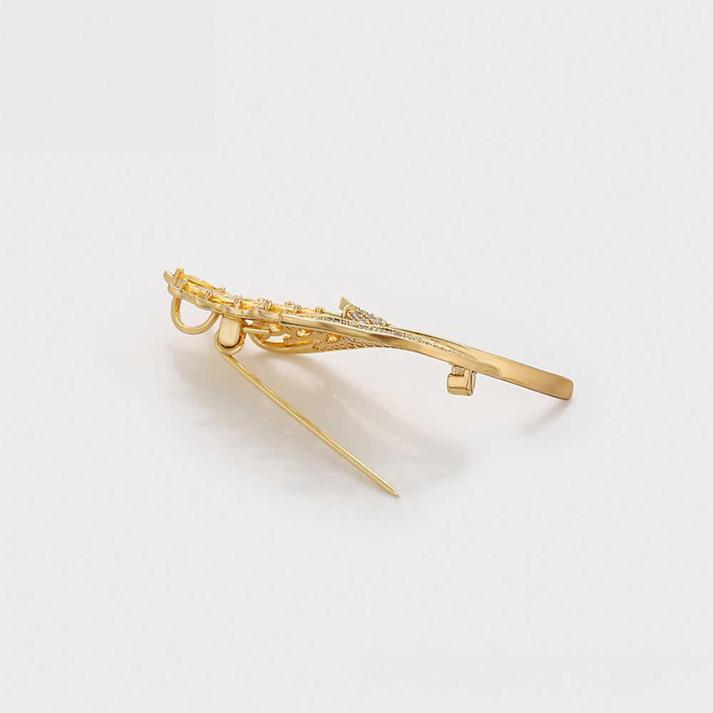 Broche de Aleación Bañado en Oro con Cristal Emporia® Blanco y Cristal Emporia® Amarillo 4 