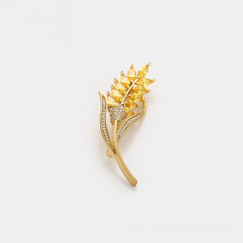 Broche de Aleación Bañado en Oro con Cristal Emporia® Blanco y Cristal Emporia® Amarillo 5 