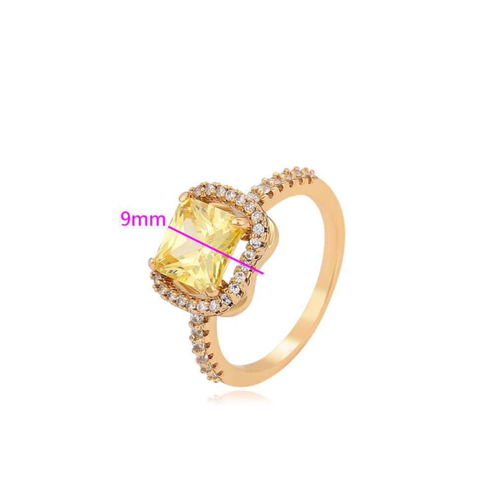 Anillo de Aleación Bañado en Oro con Cristal Emporia® Amarillo y Cristal Emporia® Blanco 2 