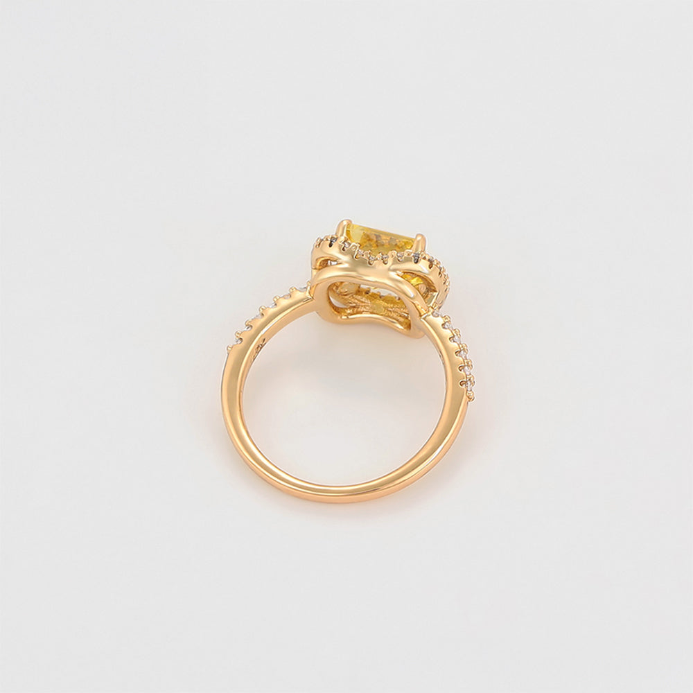Anillo de Aleación Bañado en Oro con Cristal Emporia® Amarillo y Cristal Emporia® Blanco 3 