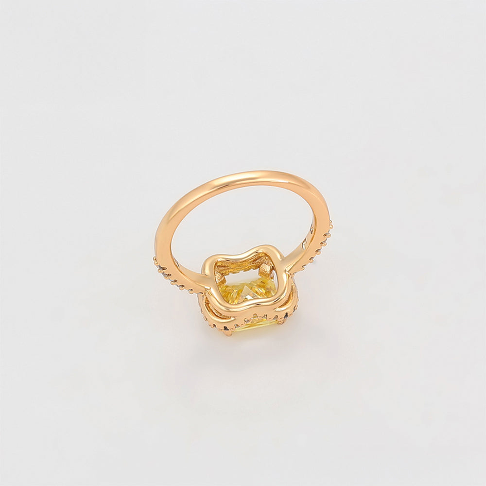 Anillo de Aleación Bañado en Oro con Cristal Emporia® Amarillo y Cristal Emporia® Blanco 4 