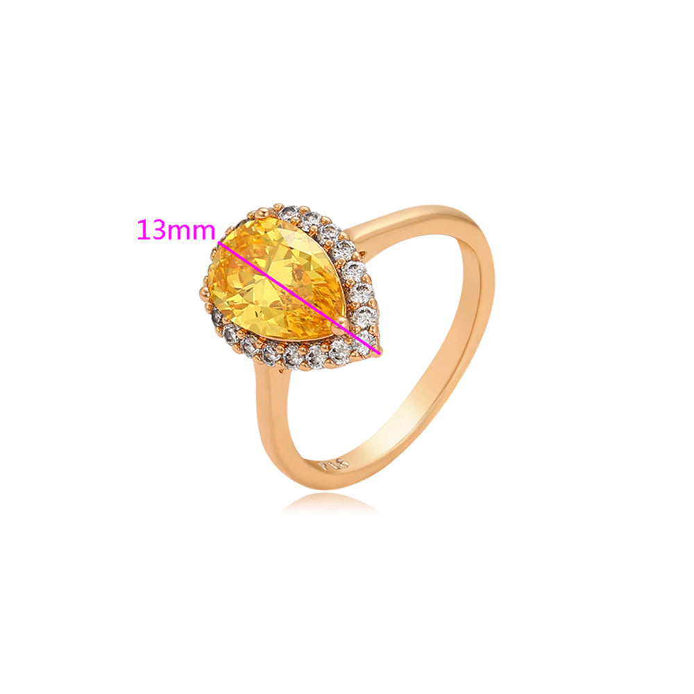 Anillo de Aleación Bañado en Oro con Cristal Emporia® Amarillo y Cristal Emporia® Blanco 2 