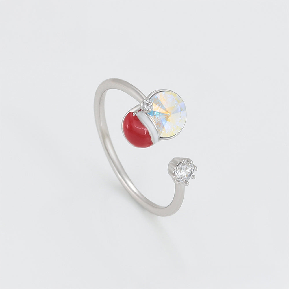 Anillo de Aleación Bañado en Oro con Cristal Emporia® Rojo y Cristal Emporia® Blanco