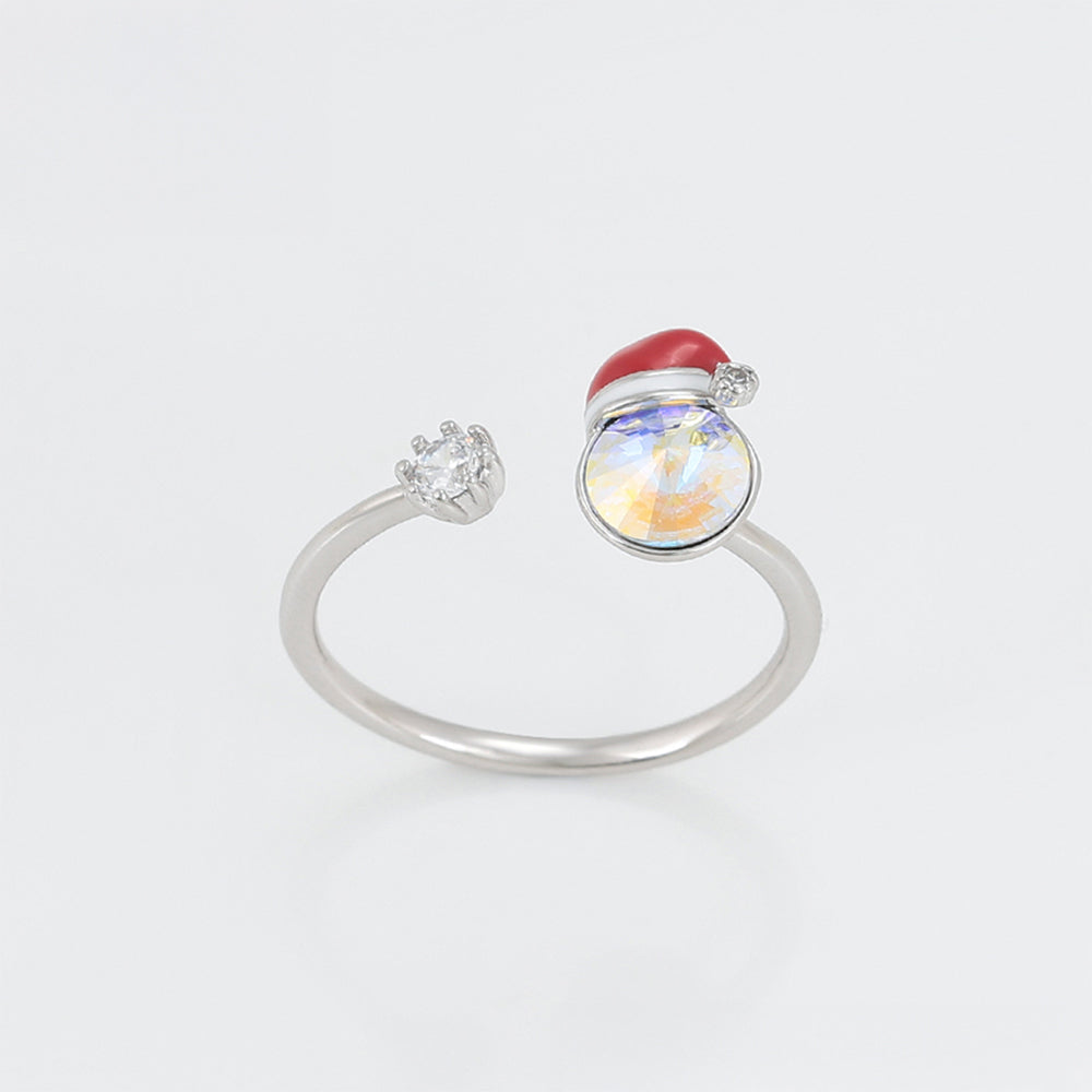 Anillo de Aleación Bañado en Oro con Cristal Emporia® Rojo y Cristal Emporia® Blanco