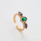 Anillo de Aleación Bañado en Oro con Cristal Emporia® Púrpura y Cristal Emporia® Verde