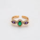 Anillo de Aleación Bañado en Oro con Cristal Emporia® Púrpura y Cristal Emporia® Verde