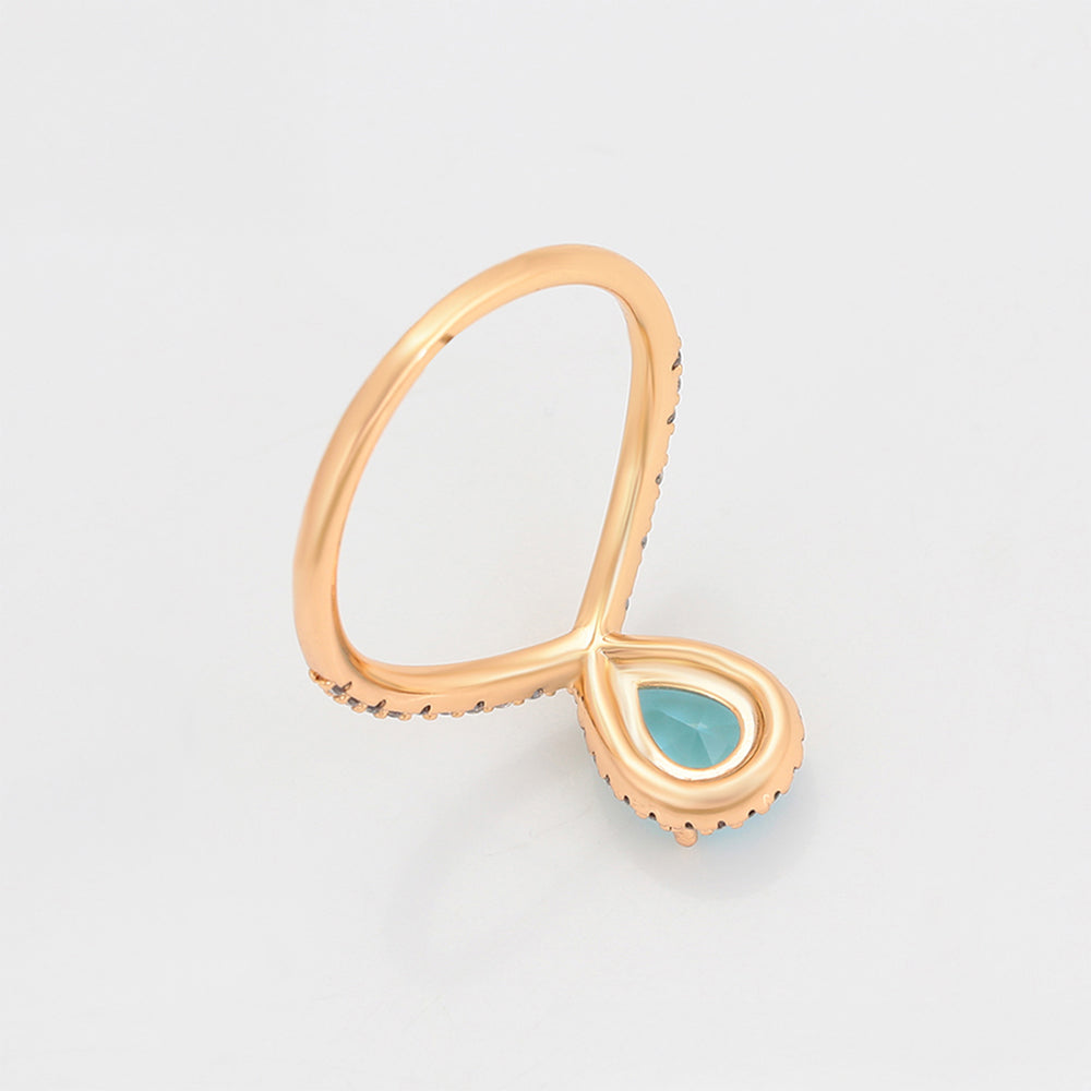 Anillo de Aleación Bañado en Oro con Cristal Emporia® Azul y Cristal Emporia® Blanco 5 