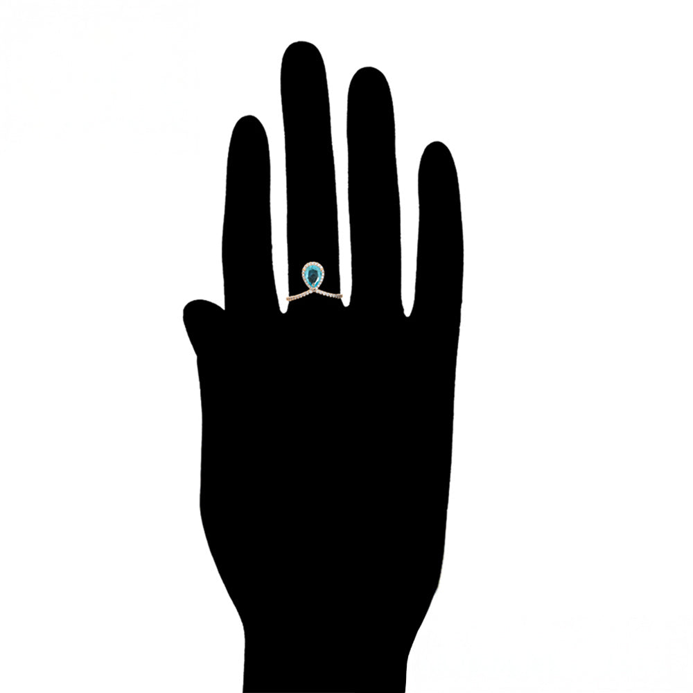 Anillo de Aleación Bañado en Oro con Cristal Emporia® Azul y Cristal Emporia® Blanco 8 