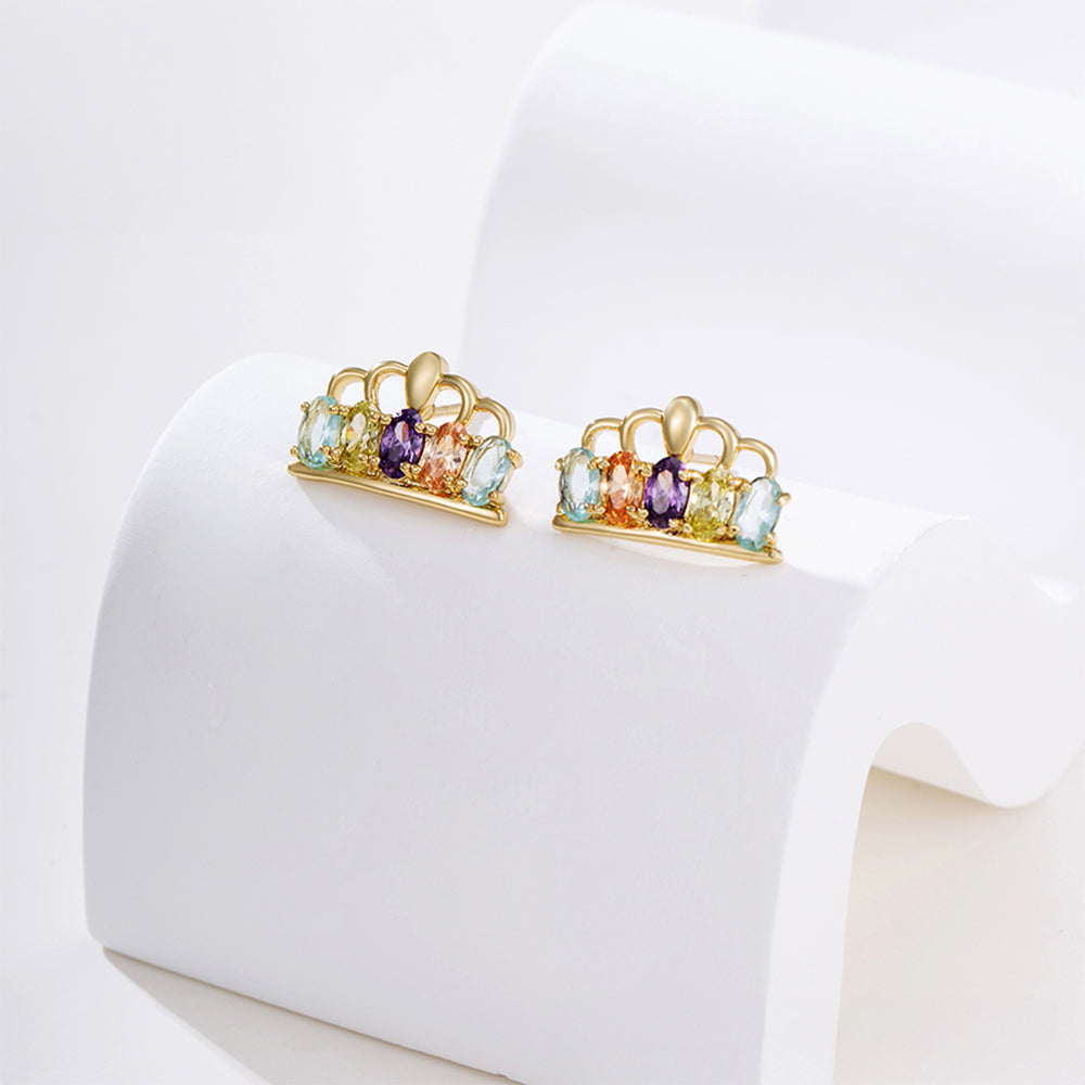 Conjunto de Aleación Bañado en Oro con Cristal Emporia® Púrpura y Cristal Emporia® Amarillo ( Pendientes +Colgante )
