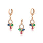 Conjunto de Aleación Bañado en Oro con Cristal Emporia® Rojo y Cristal Emporia® Verde ( Pendientes +Colgante )
