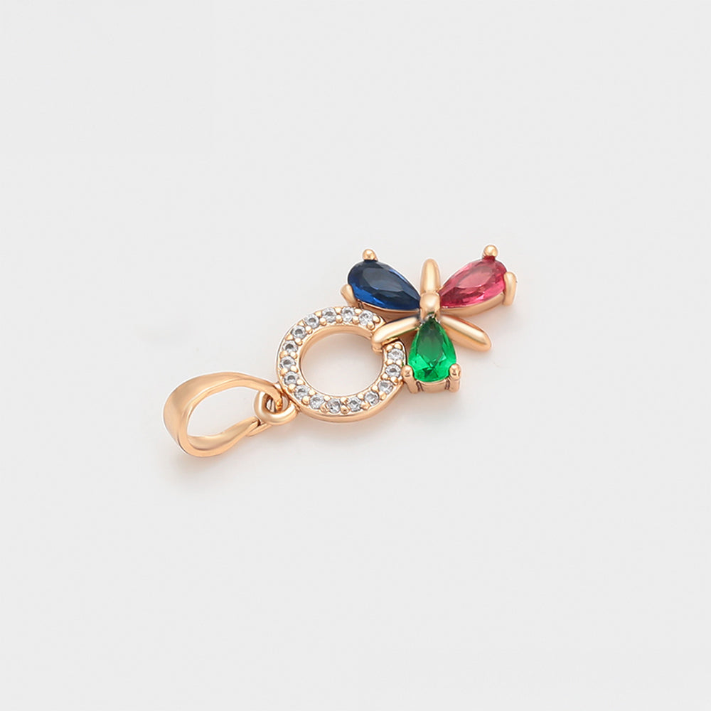 Conjunto de Aleación Bañado en Oro con Cristal Emporia® Rojo y Cristal Emporia® Verde ( Pendientes +Colgante )