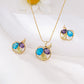 Conjunto de Aleación Bañado en Oro con Cristal Emporia® Azul y Cristal Emporia® Blanco ( Pendientes +Colgante )