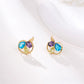 Conjunto de Aleación Bañado en Oro con Cristal Emporia® Azul y Cristal Emporia® Blanco ( Pendientes +Colgante )