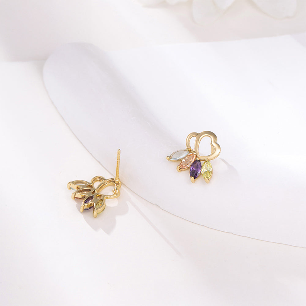 Conjunto de Aleación Bañado en Oro con Cristal Emporia® Púrpura y Cristal Emporia® Blanco ( Pendientes +Colgante )