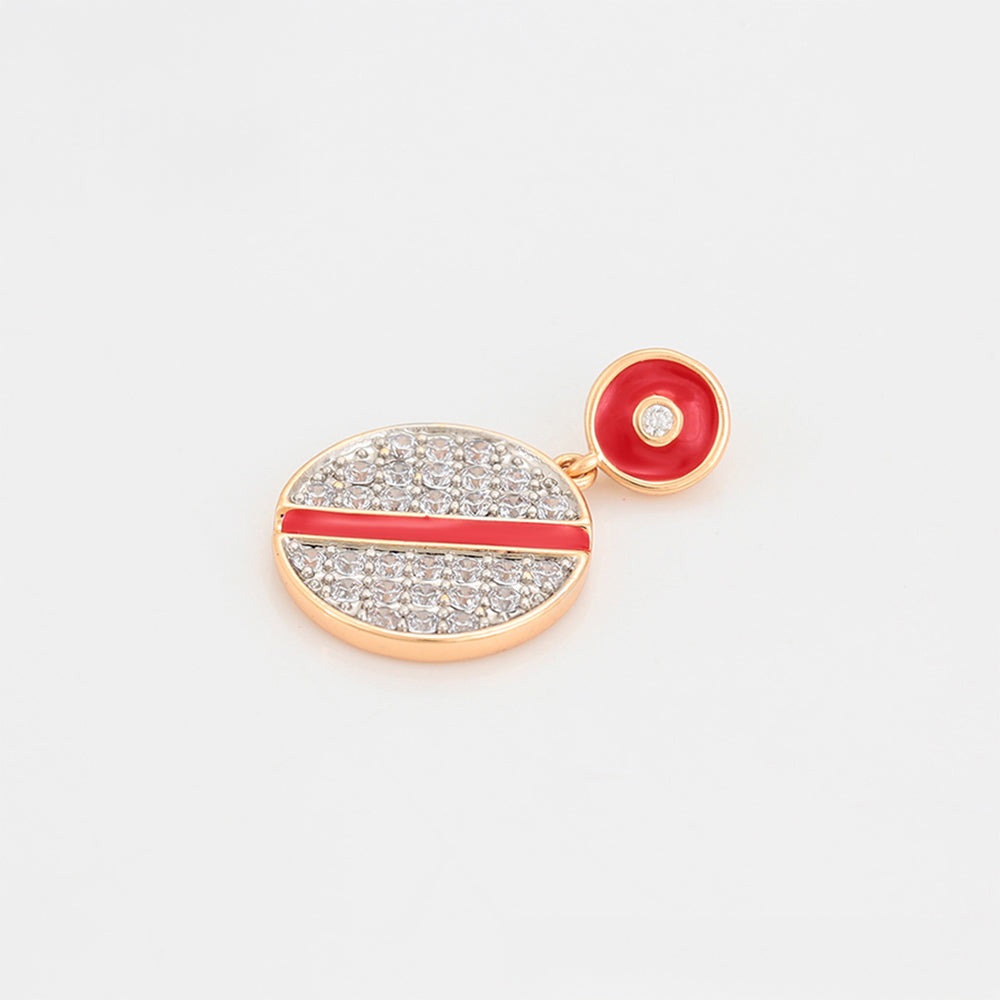 Conjunto de Aleación Bañado en Oro con Cristal Emporia® Rojo y Cristal Emporia® Blanco ( Pendientes +Colgante ) 7 