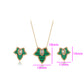 Conjunto de Aleación Bañado en Oro con Cristal Emporia® Verde y Cristal Emporia® Blanco ( Collar +Pendientes )