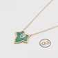 Conjunto de Aleación Bañado en Oro con Cristal Emporia® Verde y Cristal Emporia® Blanco ( Collar +Pendientes )