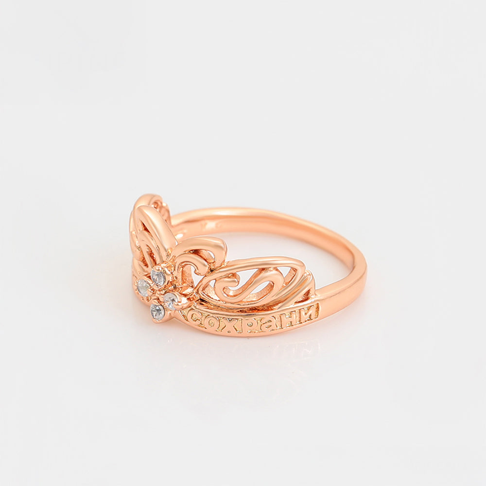 Anillo de Aleación Bañado en Oro con Cristal Emporia® Blanco