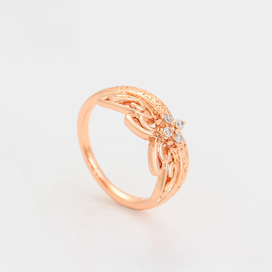 Anillo de Aleación Bañado en Oro con Cristal Emporia® Blanco