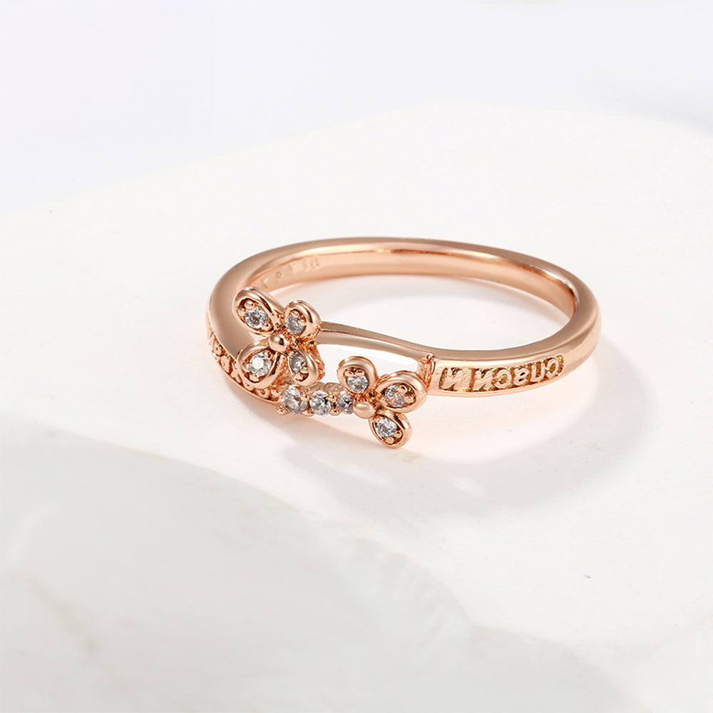 Anillo de Aleación Bañado en Oro con Cristal Emporia® Blanco