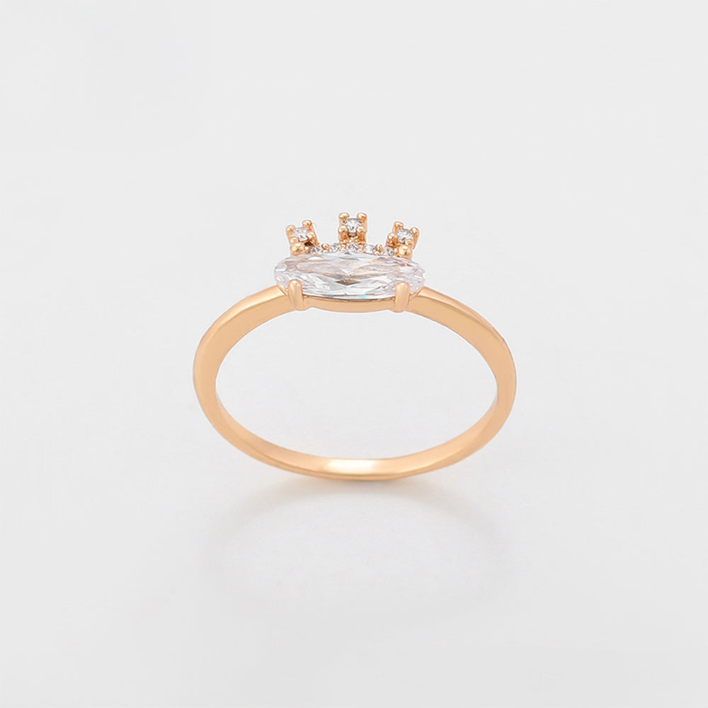 Anillo de Aleación Bañado en Oro con Cristal Emporia® Blanco