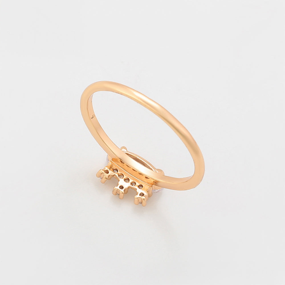 Anillo de Aleación Bañado en Oro con Cristal Emporia® Blanco