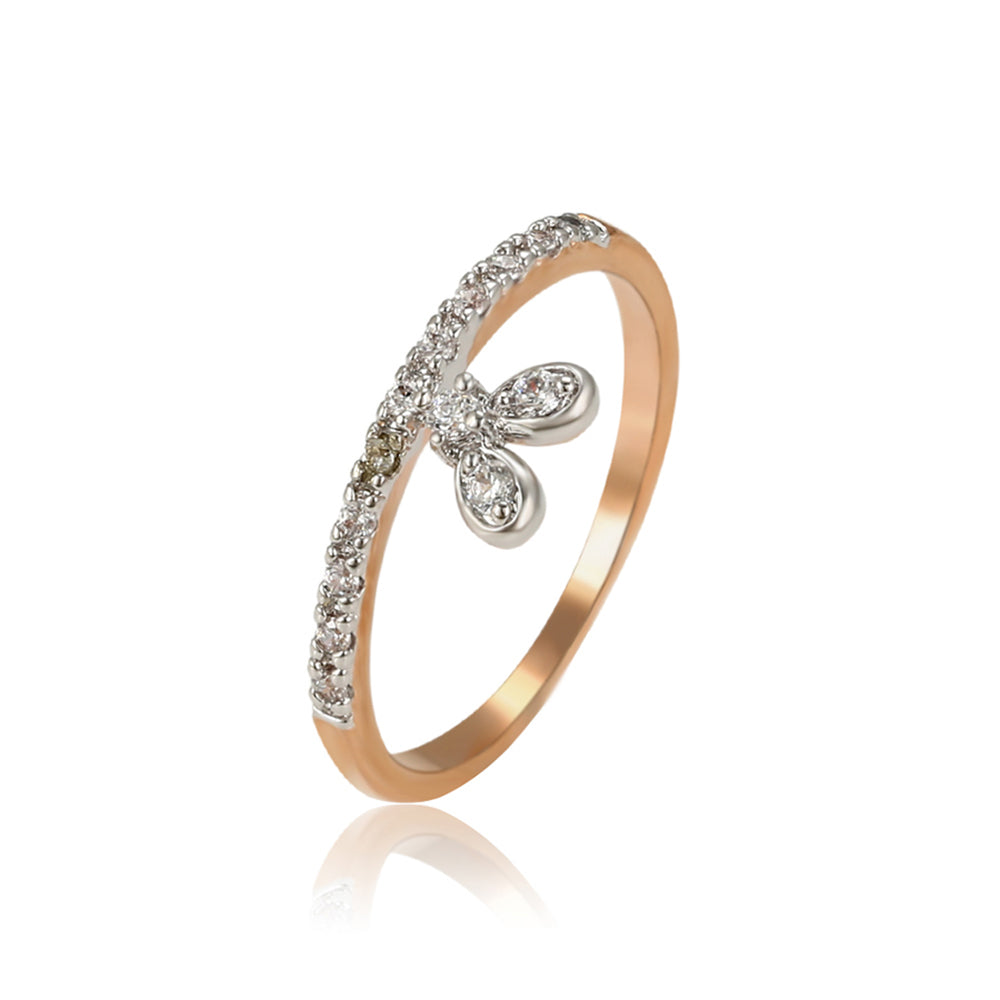 Anillo de Aleación Bañado en Oro con Cristal Emporia® Blanco
