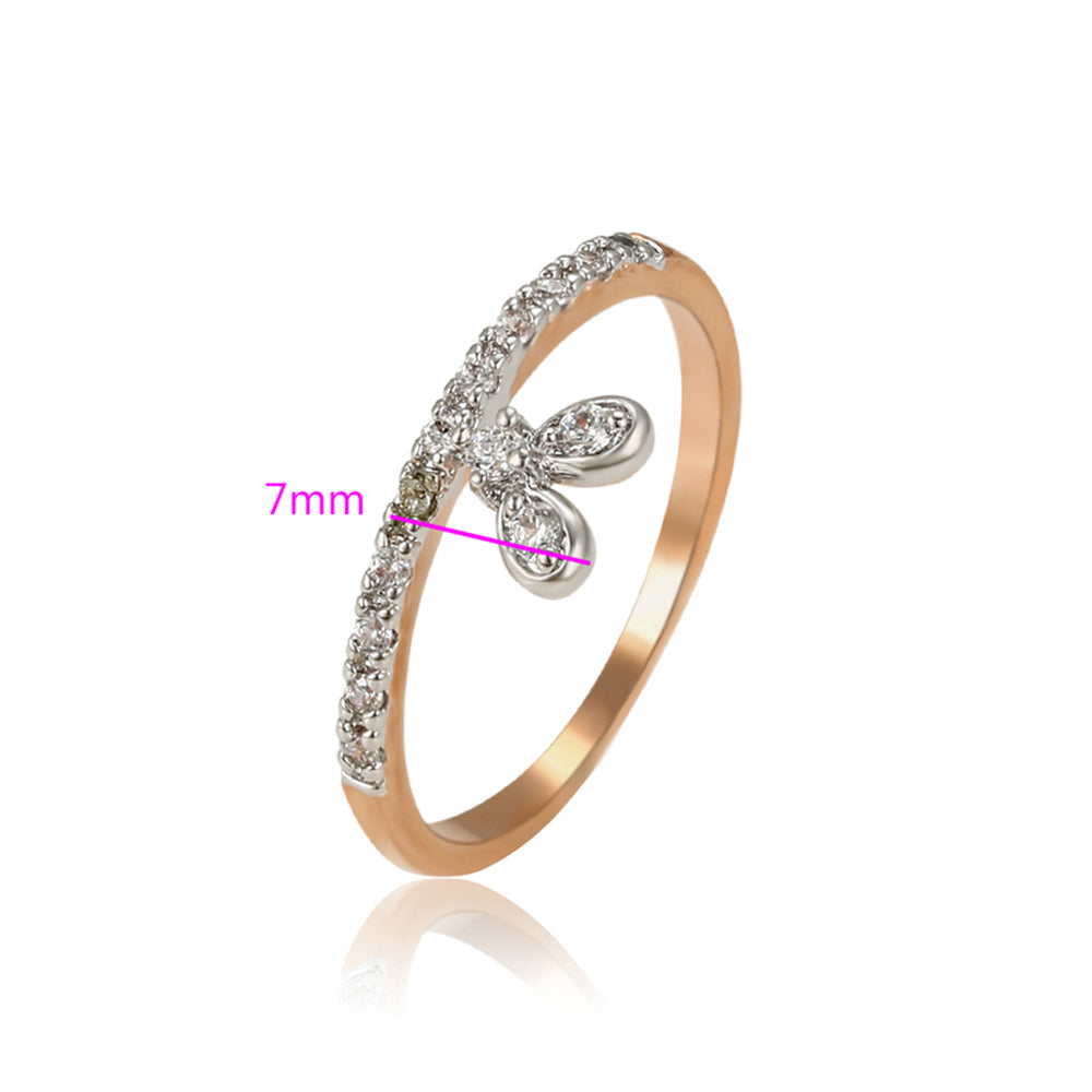 Anillo de Aleación Bañado en Oro con Cristal Emporia® Blanco 3 