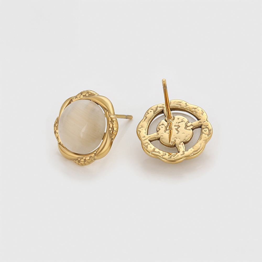 Pendientes de Aleación Bañado en Oro con Cristal Emporia® Blanco 7 