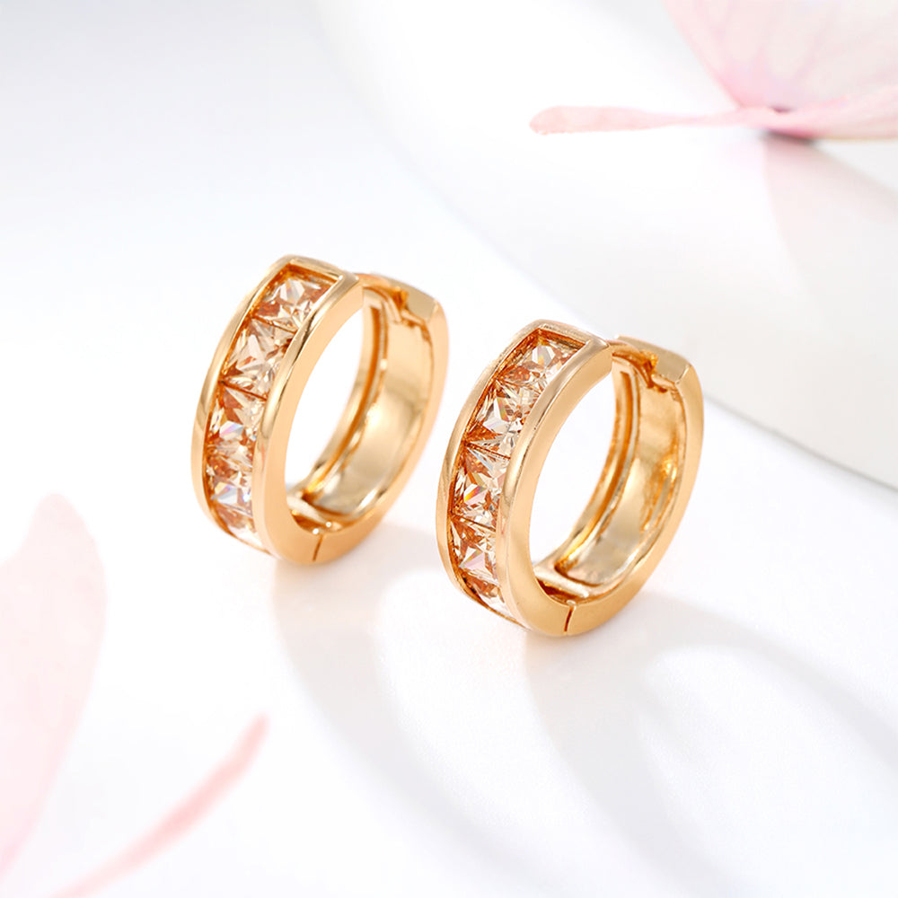 Pendientes de Aleación Bañado en Oro con Cristal Emporia® Blanco