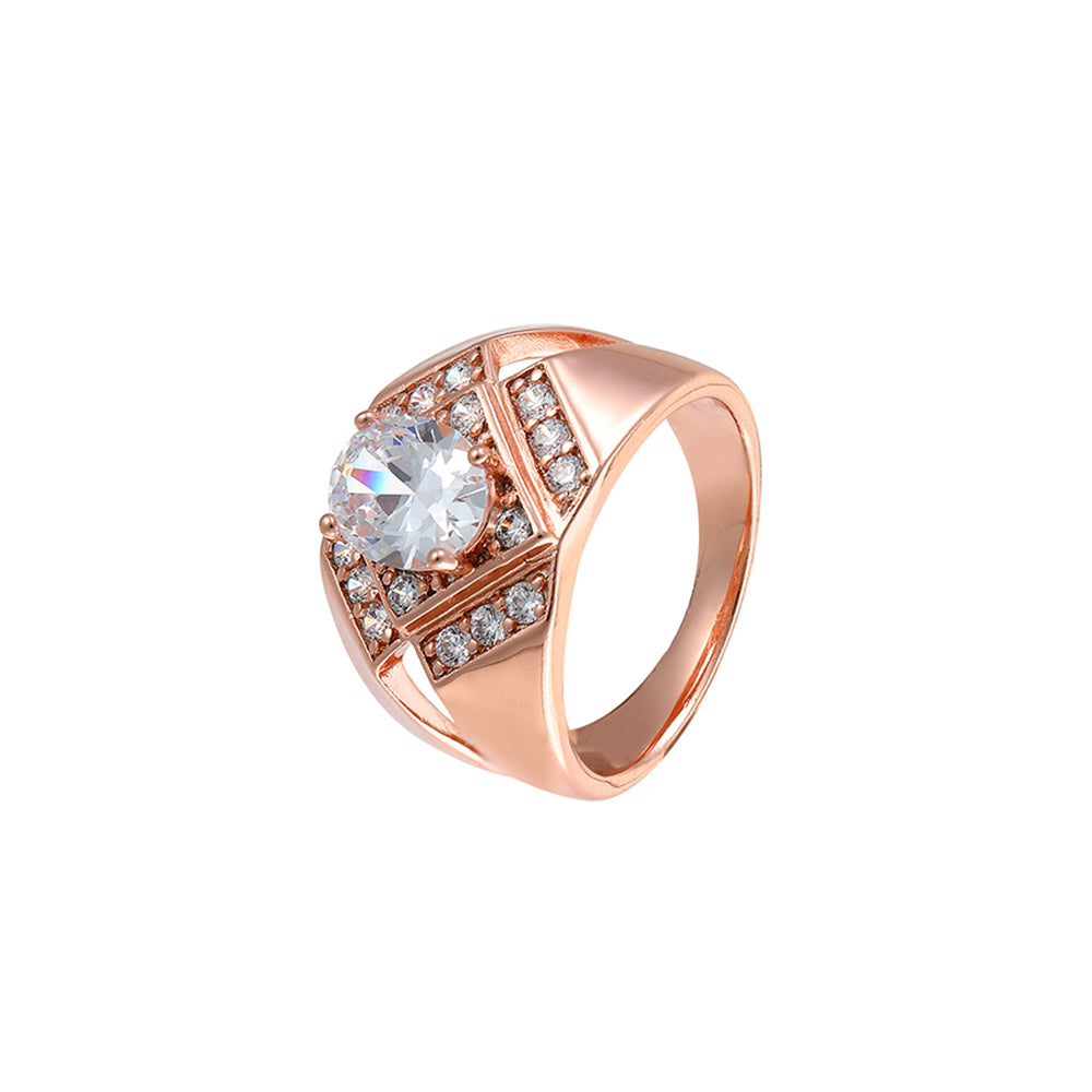 Anillo de Aleación Bañado en Oro con Cristal Emporia® Blanco 2 