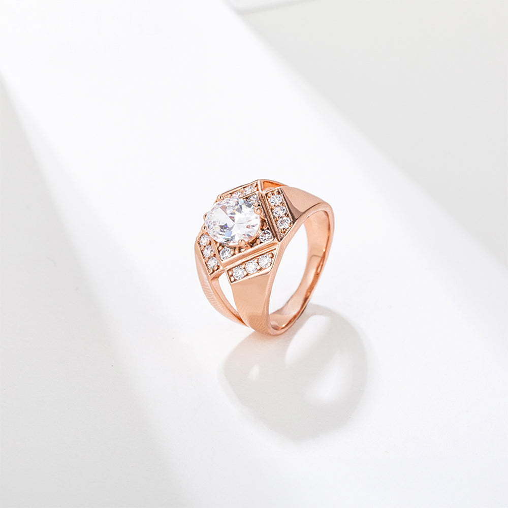 Anillo de Aleación Bañado en Oro con Cristal Emporia® Blanco 1 