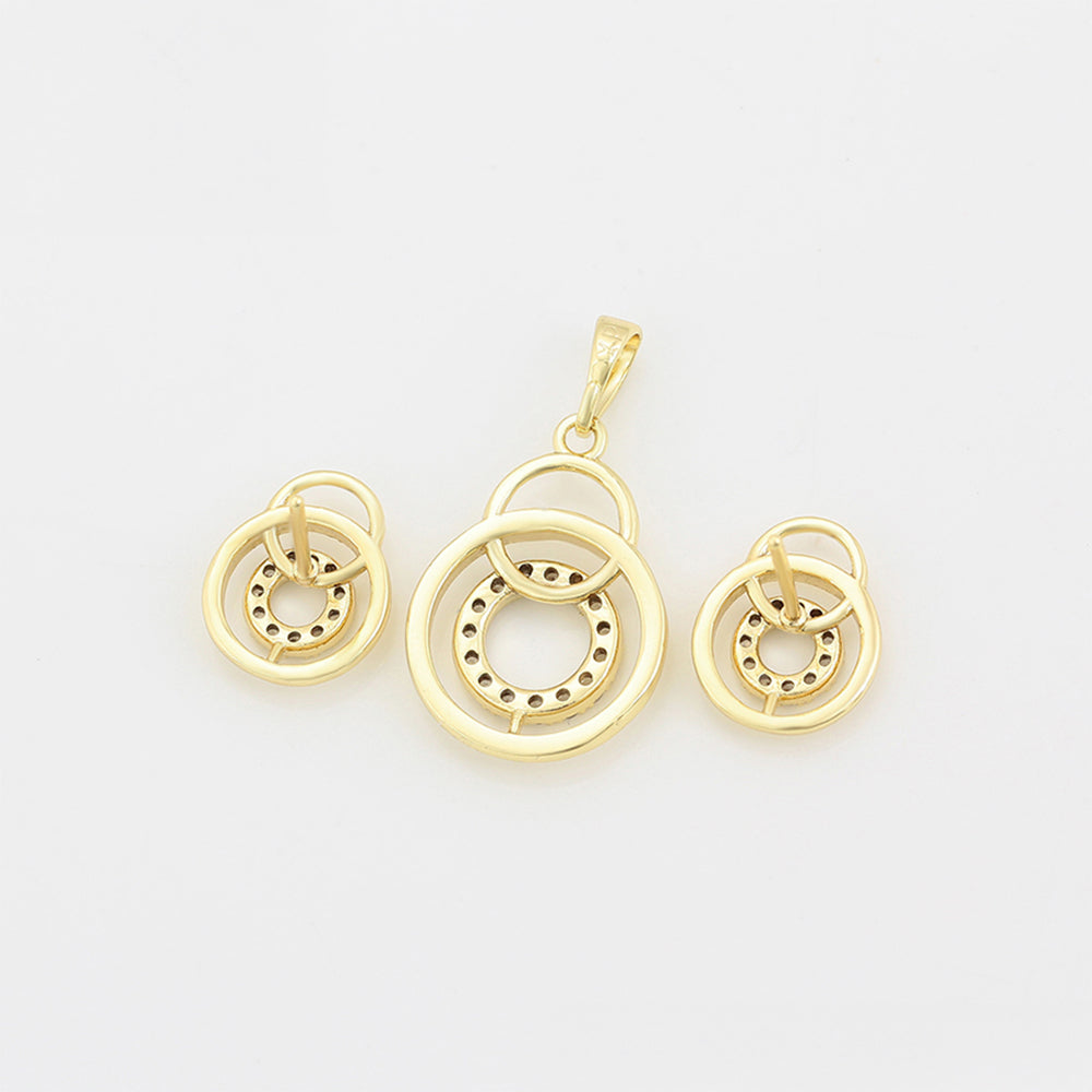 Conjunto de Aleación Bañado en Oro con Cristal Emporia® Blanco ( Pendientes +Colgante ) 3 