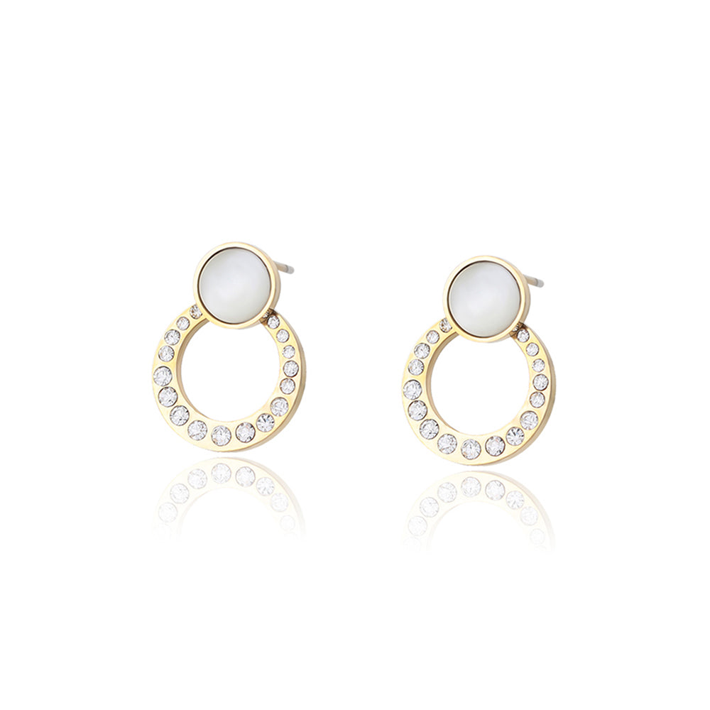 Pendientes de Aleación Bañado en Oro con Cristal Emporia® Blanco 2 