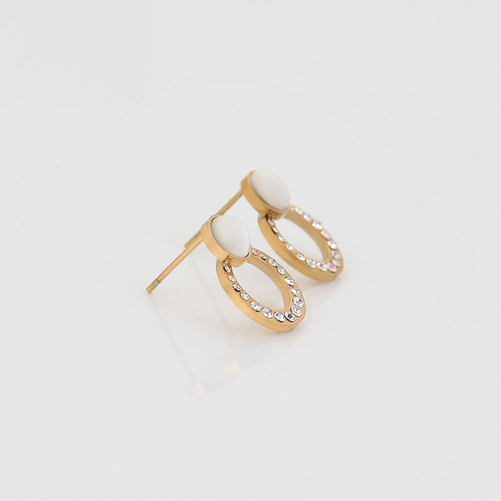 Pendientes de Aleación Bañado en Oro con Cristal Emporia® Blanco 5 