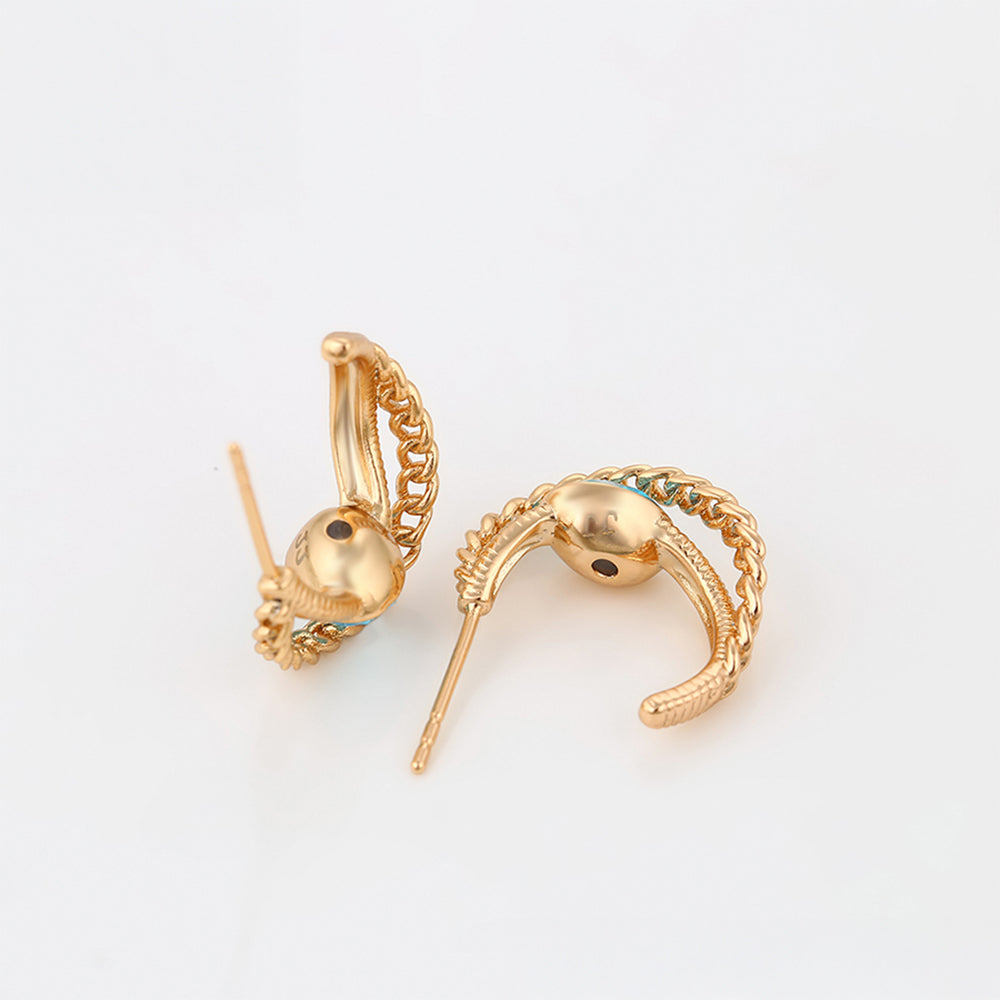 Pendientes de Aleación Bañado en Oro con Cristal Emporia® Azul 6 