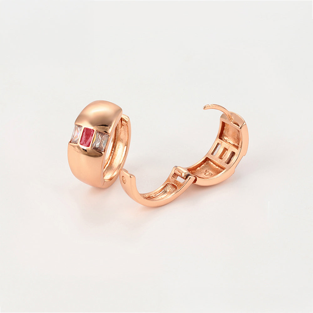 Conjunto de Aleación Bañado en Oro con Cristal Emporia® Rojo y Cristal Emporia® Blanco ( Pendientes +Anillo )