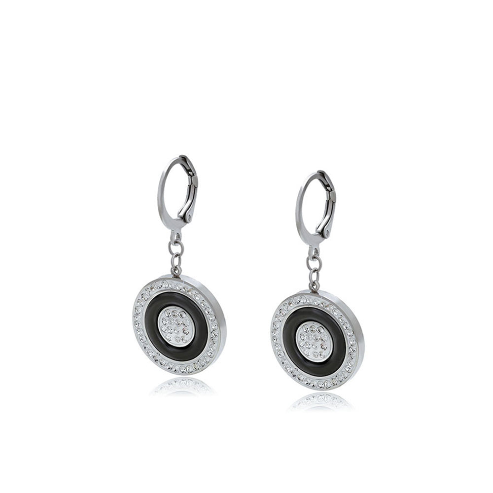 Pendientes de Aleación Bañado en Oro con Cristal Emporia® Blanco y Cristal Emporia® Negro 1 
