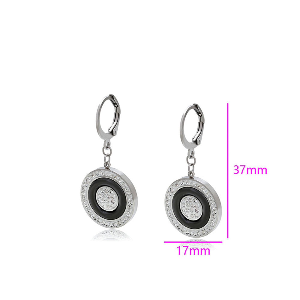 Pendientes de Aleación Bañado en Oro con Cristal Emporia® Blanco y Cristal Emporia® Negro 2 