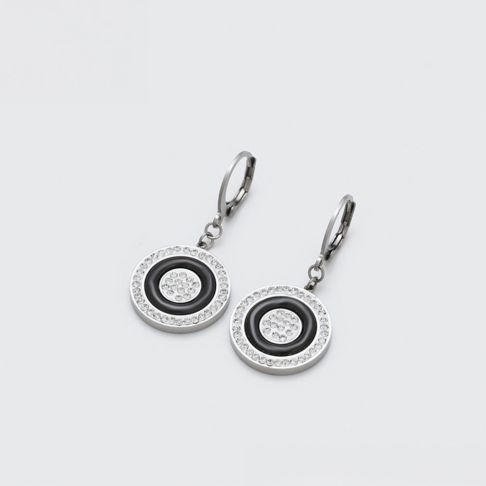 Pendientes de Aleación Bañado en Oro con Cristal Emporia® Blanco y Cristal Emporia® Negro