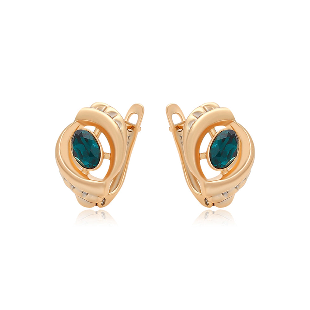 Pendientes de Aleación Bañado en Oro con Cristal Emporia® Verde 1 