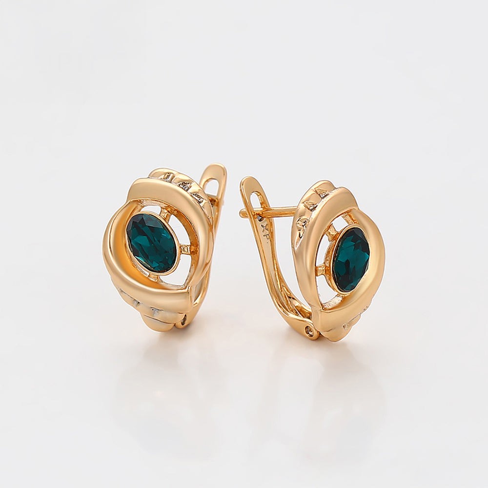 Pendientes de Aleación Bañado en Oro con Cristal Emporia® Verde 5 