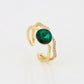 Anillo de Aleación Bañado en Oro con Cristal Emporia® Verde y Cristal Emporia® Blanco