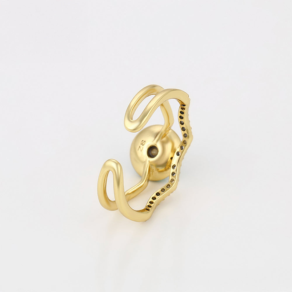 Anillo de Aleación Bañado en Oro con Cristal Emporia® Verde y Cristal Emporia® Blanco