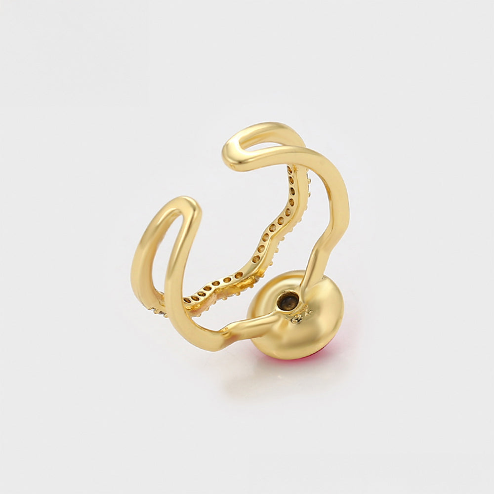 Anillo de Aleación Bañado en Oro con Cristal Emporia® Rojo 3 